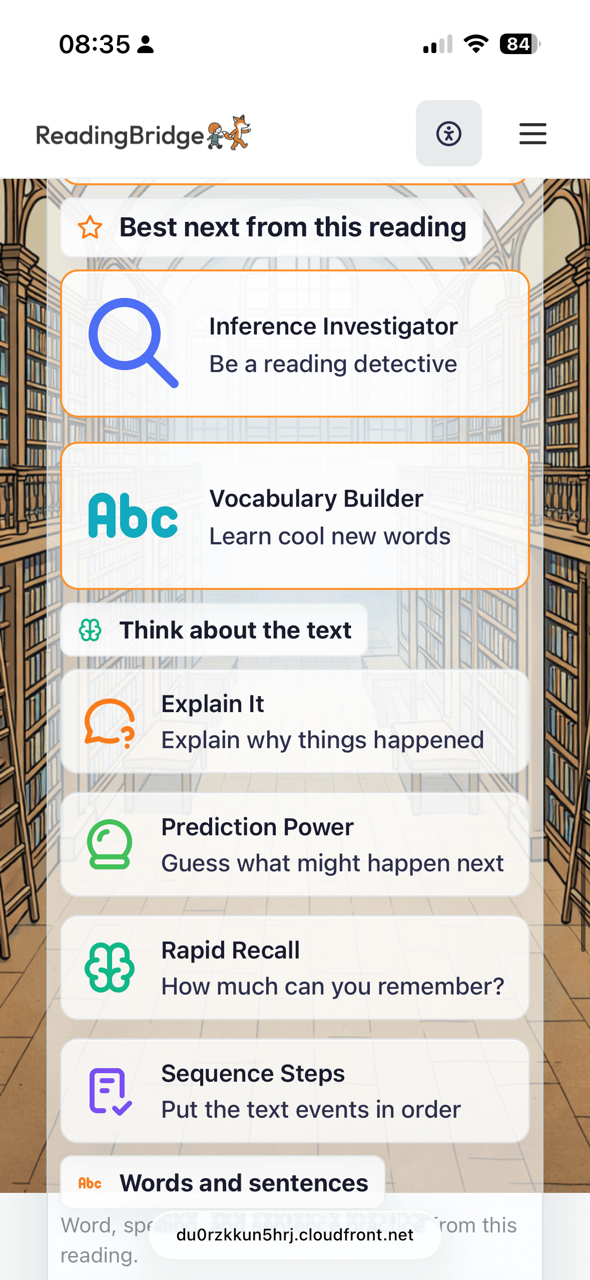 Activity menu